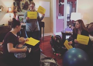 Doulas in the 2017 Tallahassee, Florida workshop participate in an activity to explore the many perspectives that medical providers face. 