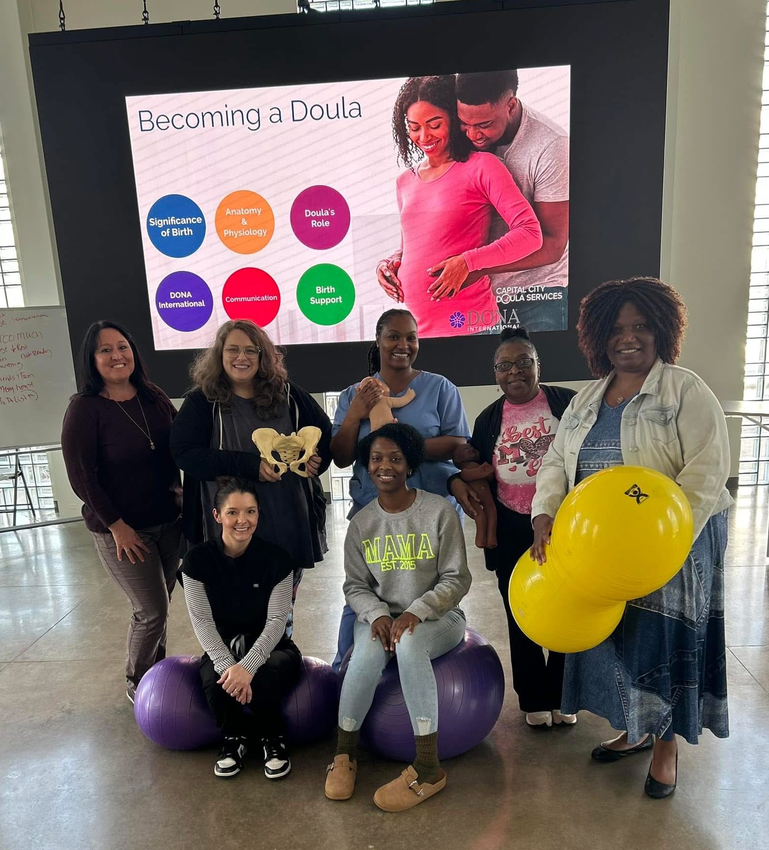 Melissa with doulas in training