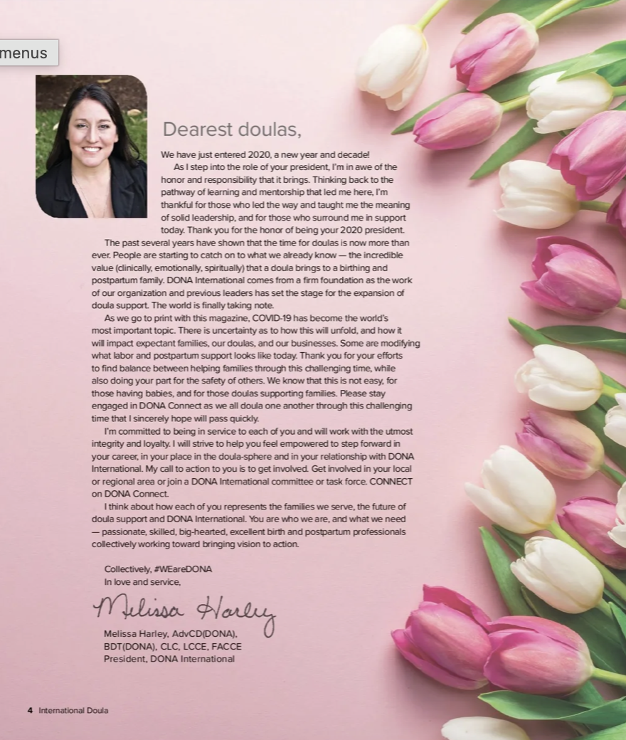 President's letter by Melissa, 2020