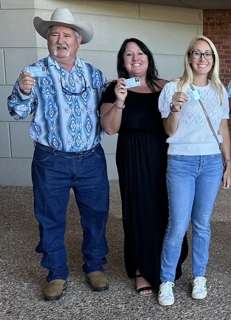 Melissa, her sister, and her father renewing their Cherokee Nation citizenship in Tahlequah, Oklahoma
